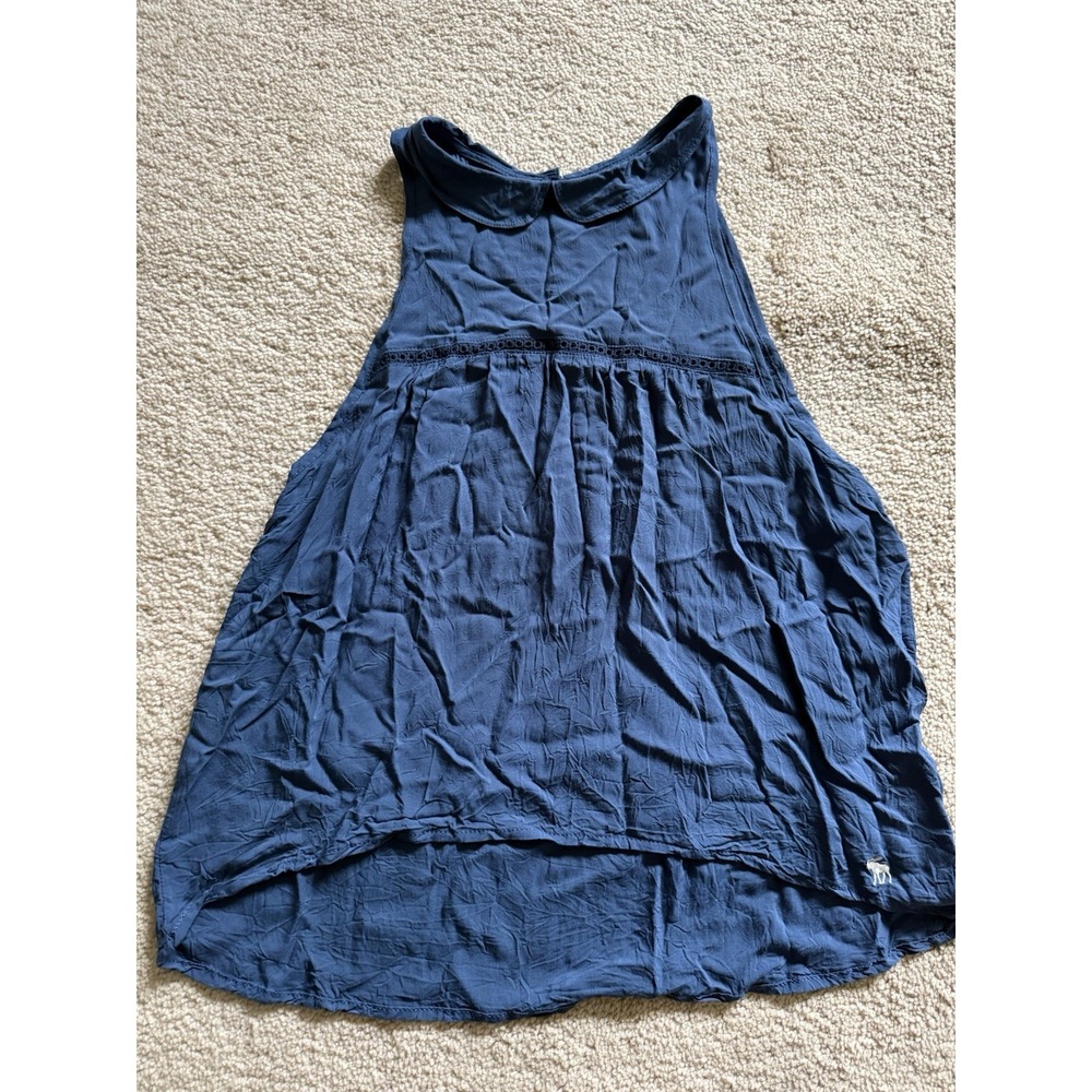 Abercrombie & Fitch Navy‎ Blue Tank Top Size Small Collared Key Hole Sleeveless